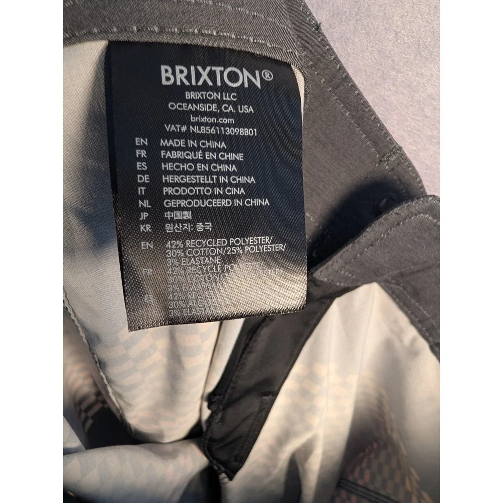 Brixton Barge Stripe Trunk Mens 28 Black Honey Performance Board Shorts NWT